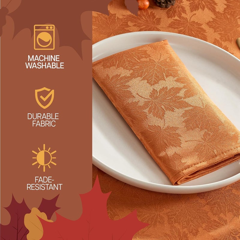 Kadut Thanksgiving Napkins Maple Leaf Harvest Fall Cloth Napkins Amber 17x17 Inch Set of 4  Heavy Duty Fabric  Stain Proof Napkins for Harvest Holiday Fall Parties Christmas - Image 5