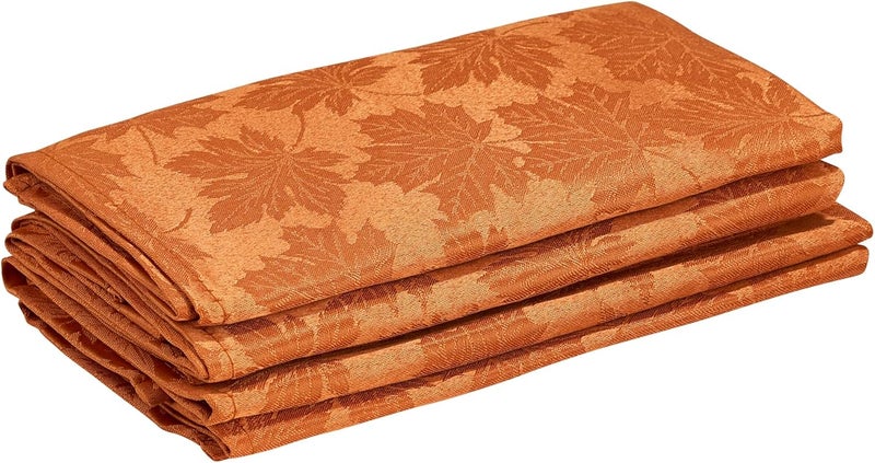 Kadut Thanksgiving Napkins Maple Leaf Harvest Fall Cloth Napkins Amber 17x17 Inch Set of 4  Heavy Duty Fabric  Stain Proof Napkins for Harvest Holiday Fall Parties Christmas - Image 4