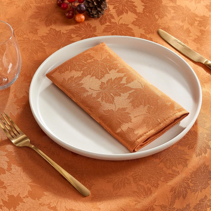 Kadut Thanksgiving Napkins Maple Leaf Harvest Fall Cloth Napkins Amber 17x17 Inch Set of 4  Heavy Duty Fabric  Stain Proof Napkins for Harvest Holiday Fall Parties Christmas - Image 1