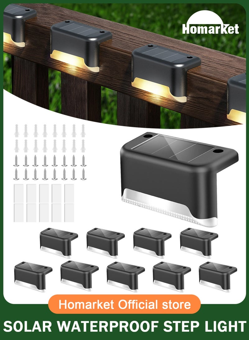 HomarKet Solar Deck Lights Outdoor, 10 Pack Waterproof LED Solar Lights for Stairs, Step, Fence, Railing, Yard and Patio - Image 1