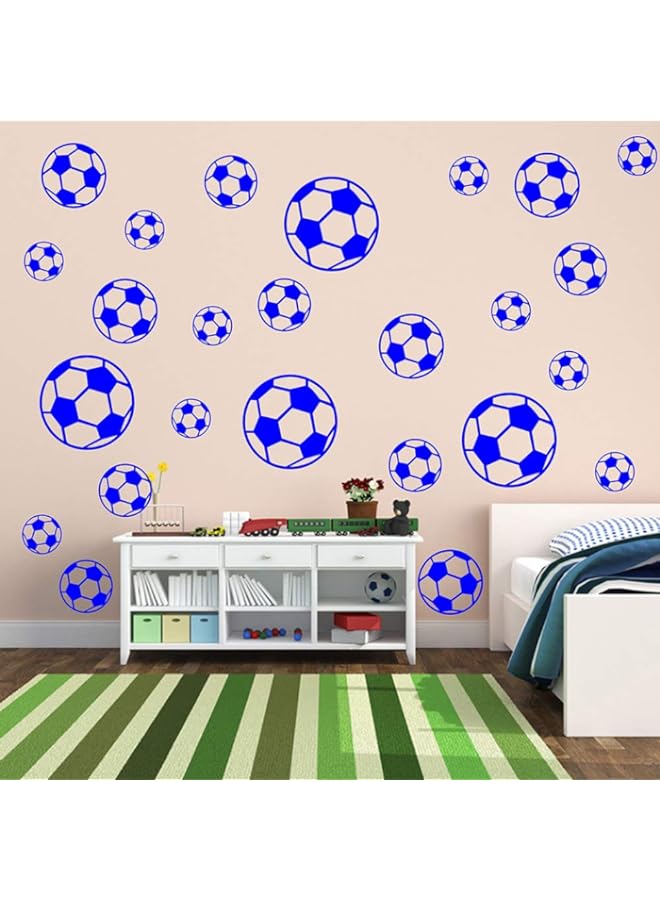 Raxoom BPA Set of 37pcs Soccer Ball Sticker Vinyl Wall Decals for Kids Rooms Bedroom Soccer Fans Home Decor 5 inch 4 inch 3 inch 2 inch WS28 (Blue) - Image 4