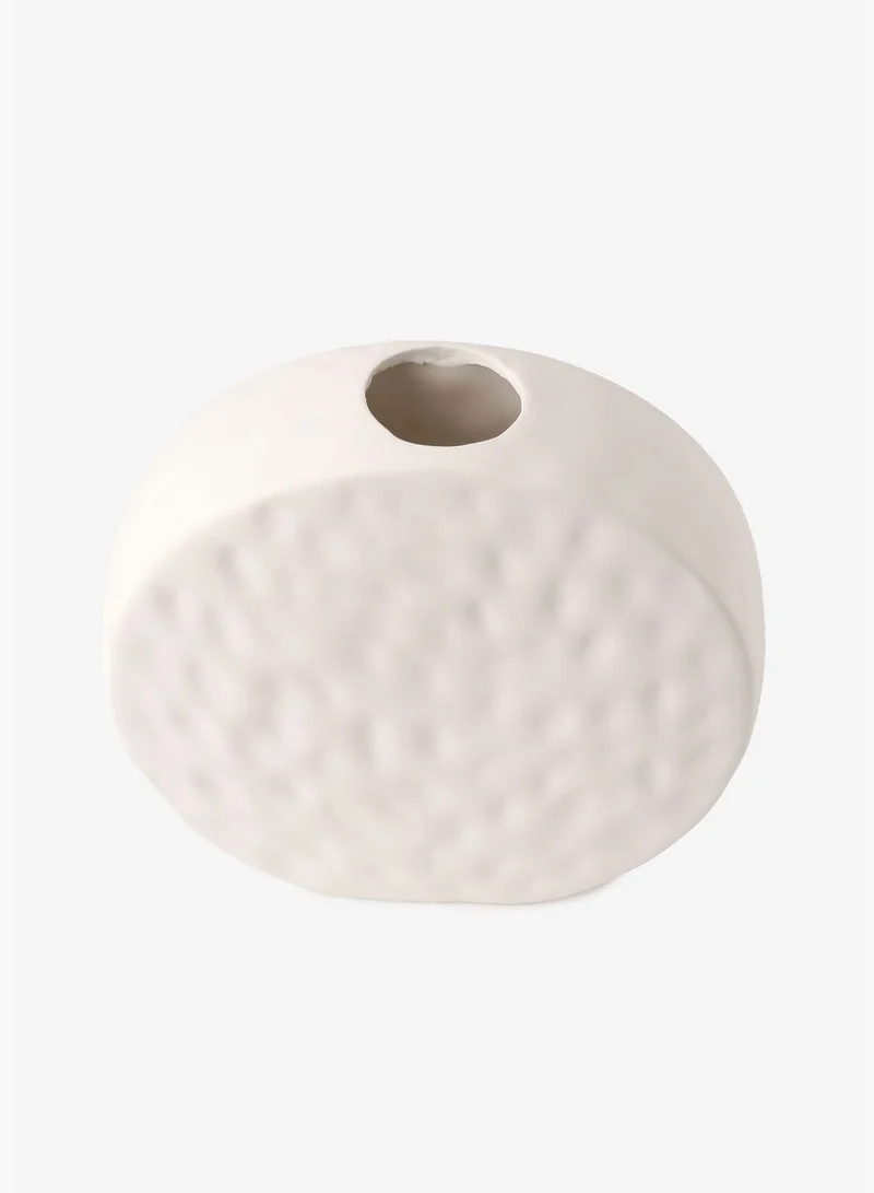 Bonhomie Modern Chalk Textured Round Ceramic Flower Vase For Home Décor