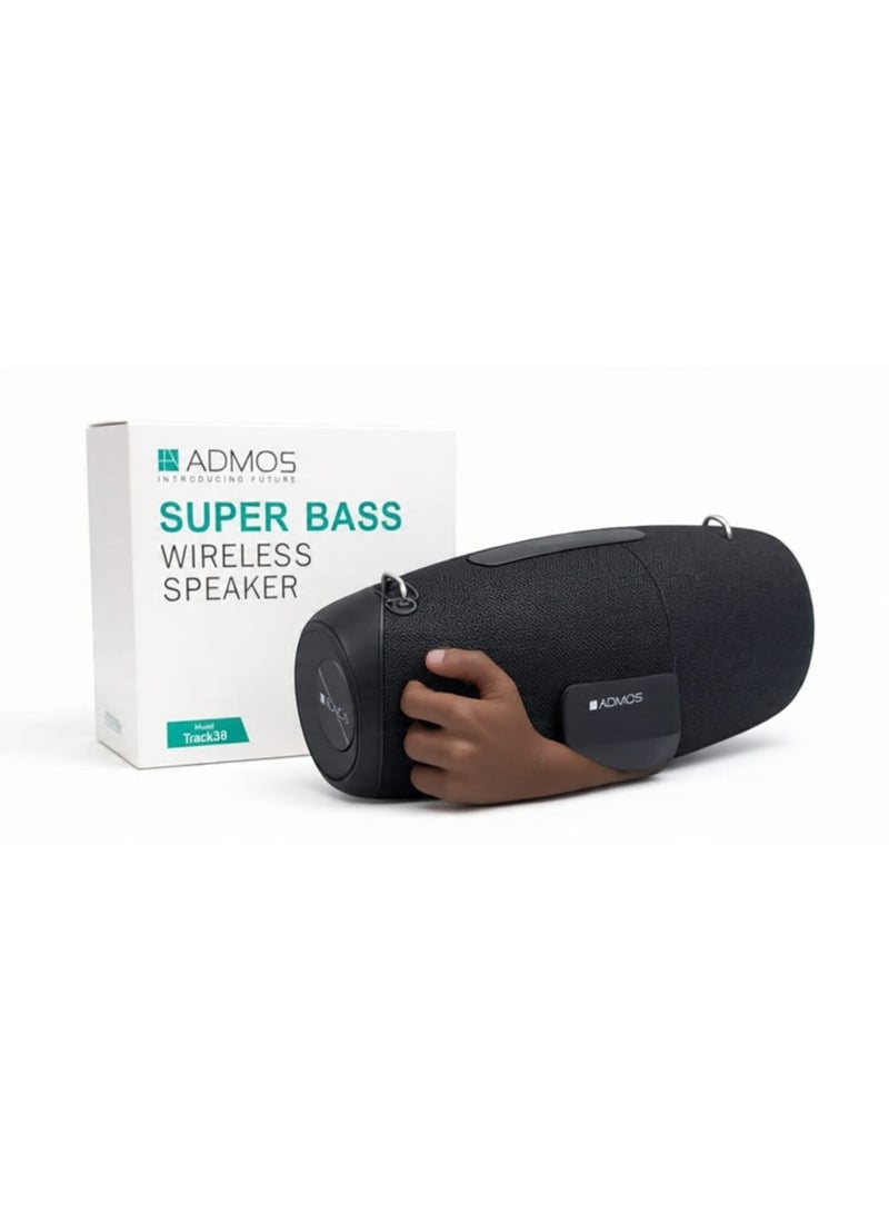 أدموس مكبر صوت بلوتوث لاسلكي ADMOS Track38 Super Bass مع دعم USB وبطاقة TF وAUX - Image 2