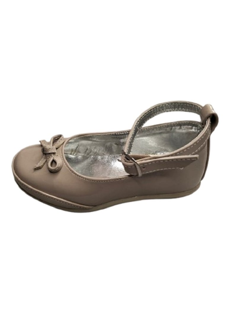 Generic Glossy Beige Leather Shoes For Kids-20 - Image 3