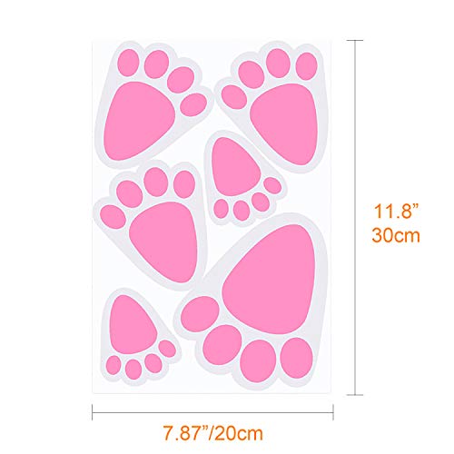 TUPARKA 6 Sheet 36 Pcs Easter Bunny Feet Home Floor Bunny Clings Decals Stickers for Easter Easter Party Game Decorations, Mixed Size - Image 2