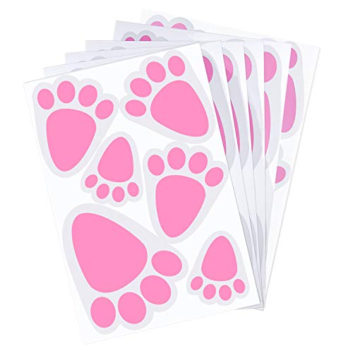 TUPARKA 6 Sheet 36 Pcs Easter Bunny Feet Home Floor Bunny Clings Decals Stickers for Easter Easter Party Game Decorations, Mixed Size - Image 1