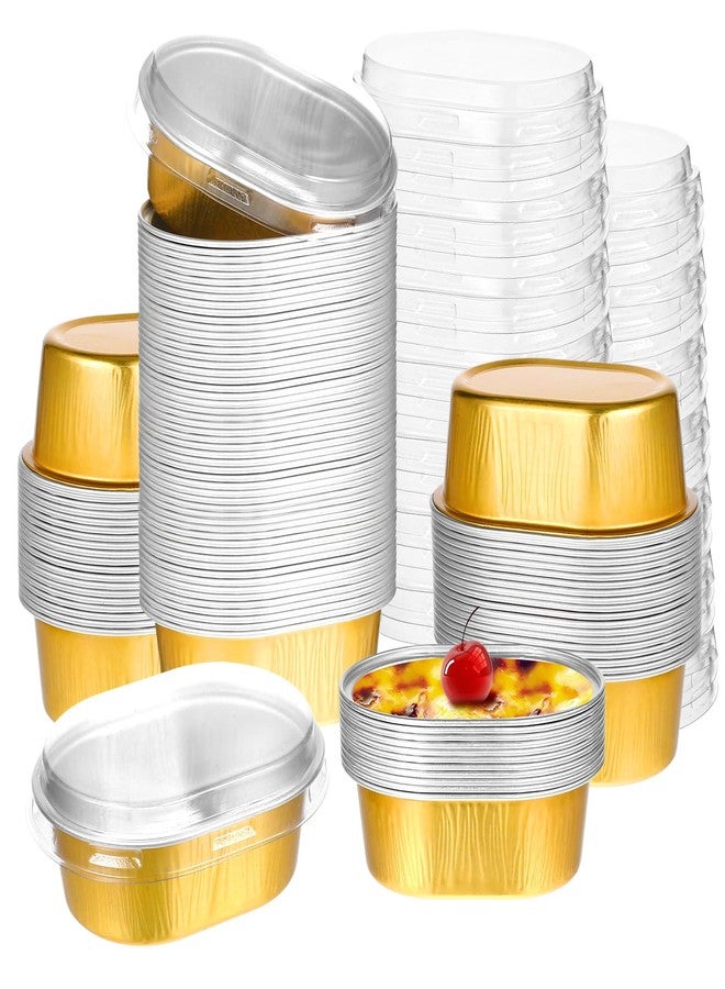 Limbeuuu 150 Pack Mini Aluminum Baking Cups with Lids, 3 OZ Disposable Ramekins Muffin Liners Containers, Individual Pie Tin Cup for Dessert - Image 1