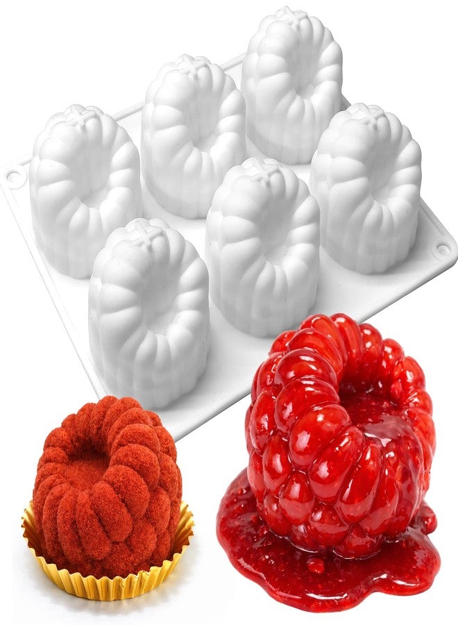 Juome 3D Raspberry Silicone Molds for Mousse Cake - 6 Cavity Fruit Pudding Raspberry Mold for Baking Pastry, Ice Cream, Cake Decoration Mould Supplies - Image 1