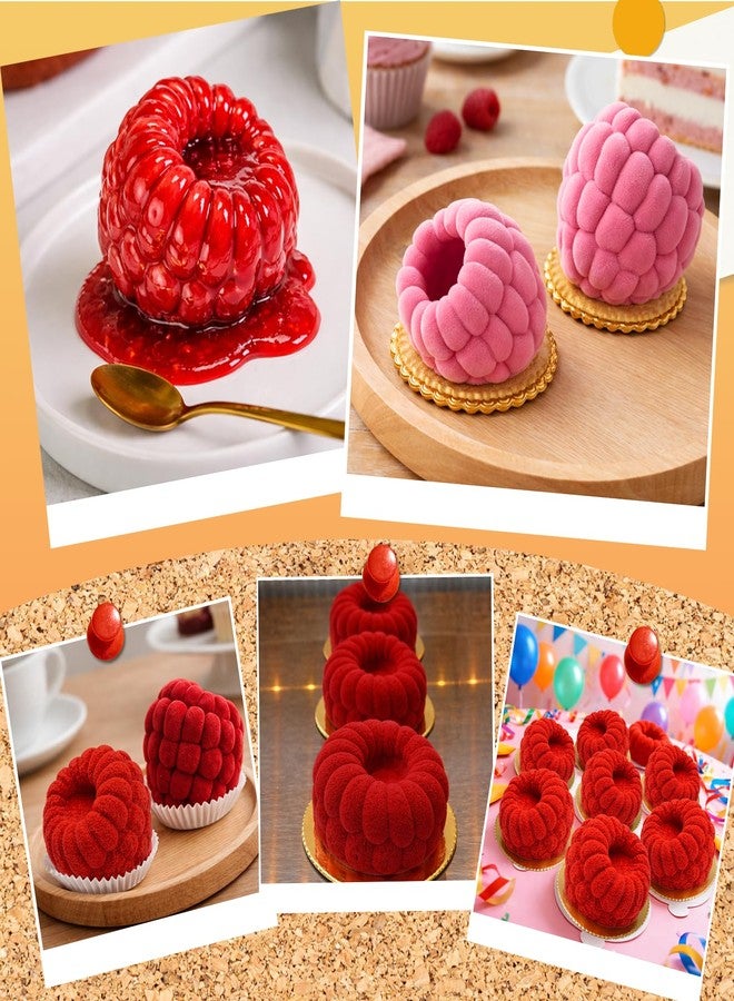Juome 3D Raspberry Silicone Molds for Mousse Cake - 6 Cavity Fruit Pudding Raspberry Mold for Baking Pastry, Ice Cream, Cake Decoration Mould Supplies - Image 4