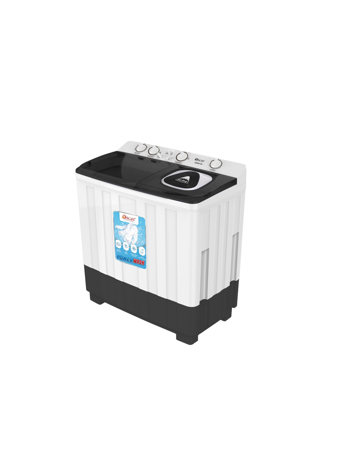 Oscar Twin Tub Semi Automatic Washing Machine 12kg Wash / 6.5kg Spin | Power Wash, Heavy Duty Motor, Waterproof Double Layer Body & Spacious Family Laundry Solution - OWM14K | 2 Year Warranty