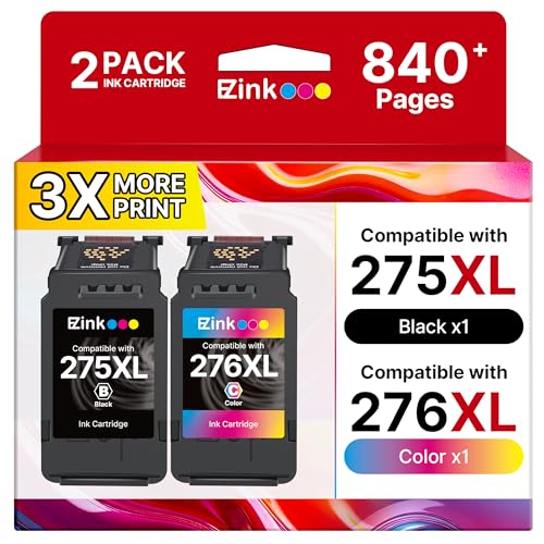 E-Z Ink PG275XL CL276XL Ink Cartridges Combo Pack Replacement for Canon 275 and 276 Ink Cartridges PG275 CL276 275XL 276XL for PIXMA TR4720 TS3522 TS3500 TR4700 TR4722 TS3720 Printer Black Color 2Pack - Image 1