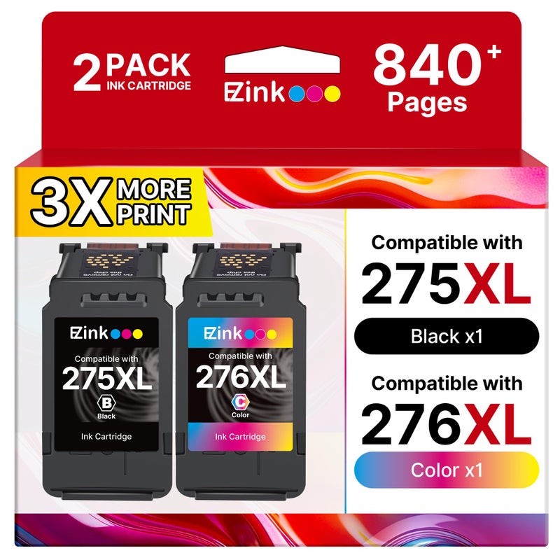 E-Z Ink PG275XL CL276XL Ink Cartridges Combo Pack Replacement for Canon 275 and 276 Ink Cartridges PG275 CL276 275XL 276XL for PIXMA TR4720 TS3522 TS3500 TR4700 TR4722 TS3720 Printer Black Color 2Pack - Image 2