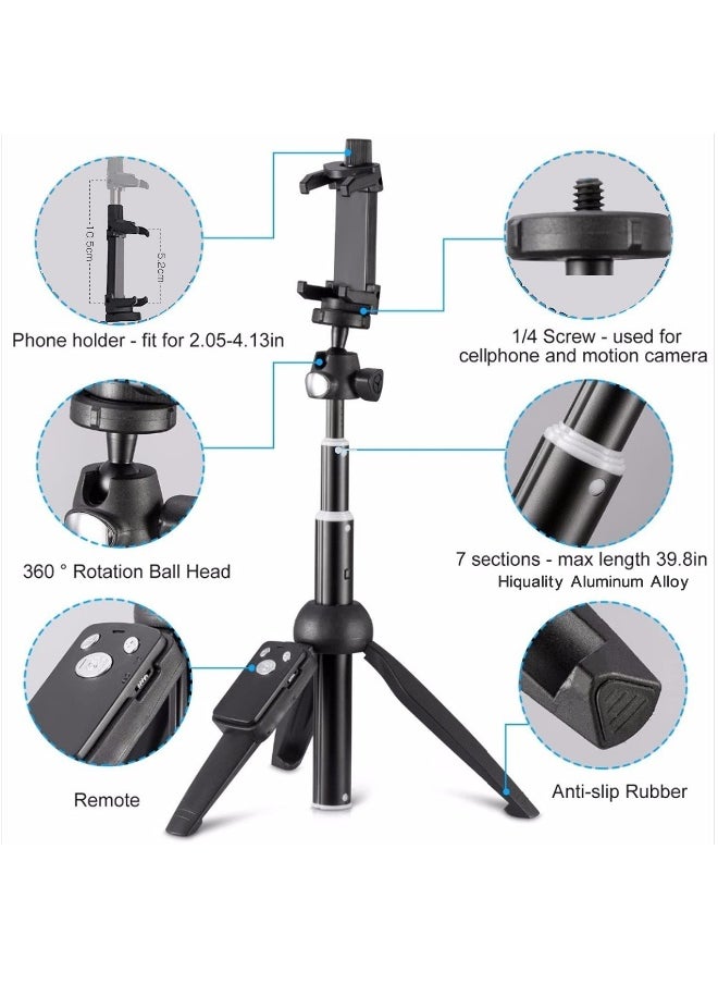 Generic Tripod Monopod Selfie Stick, 40 In Portable Selfie Stick Phone Tripod Compatible with Wireless Remote Shutter Control for iPhone 14 13 12 11 Pro max X 8 Plus Samsung Galaxy S23 S22 S21 S20 S10  - Image 2
