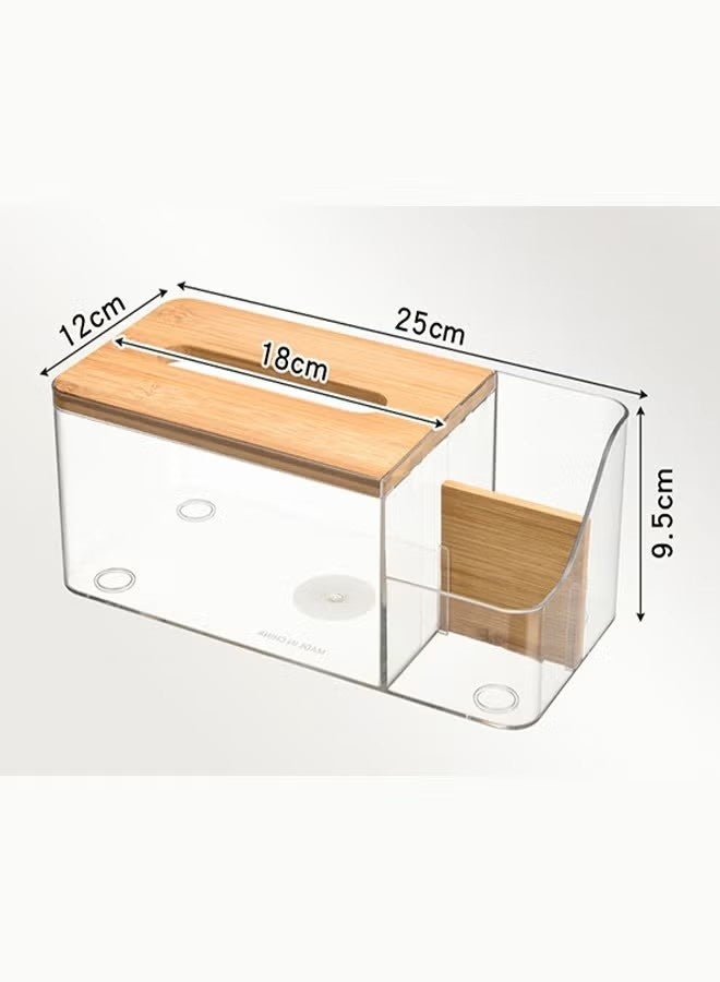 KIIUMI Wood Tissue Box Cover for Disposable Paper Facial Tissues, Wooden Rectangular Tissue Box Holder for Storage on Bathroom Vanity, Countertop, Bedroom Dresser, Night Stand, Desk(Brown) - Image 2