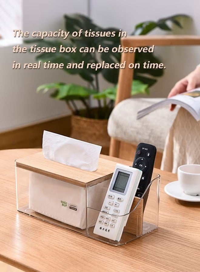 KIIUMI Wood Tissue Box Cover for Disposable Paper Facial Tissues, Wooden Rectangular Tissue Box Holder for Storage on Bathroom Vanity, Countertop, Bedroom Dresser, Night Stand, Desk(Brown) - Image 4