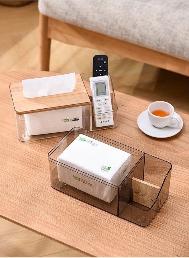 KIIUMI Wood Tissue Box Cover for Disposable Paper Facial Tissues, Wooden Rectangular Tissue Box Holder for Storage on Bathroom Vanity, Countertop, Bedroom Dresser, Night Stand, Desk(Brown) - Image 5