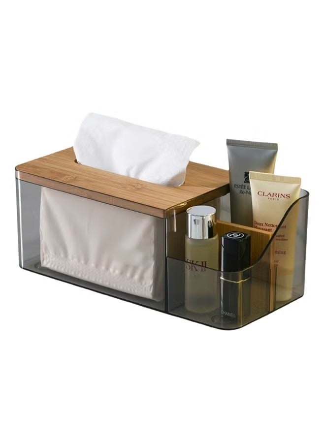 KIIUMI Wood Tissue Box Cover for Disposable Paper Facial Tissues, Wooden Rectangular Tissue Box Holder for Storage on Bathroom Vanity, Countertop, Bedroom Dresser, Night Stand, Desk(Brown) - Image 2