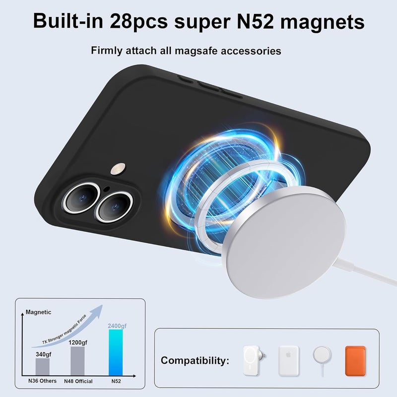 Eligo For Iphone 16 Case, Compatible With Magsafe, With Magnetic Invisible Stand, Shockproof Military-Grade Protection Soft Silicone Phone Cover With Kickstand For Apple 16 Black - Image 2