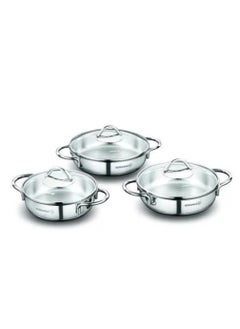 Korkmaz stainless steel cookware set with glass lid