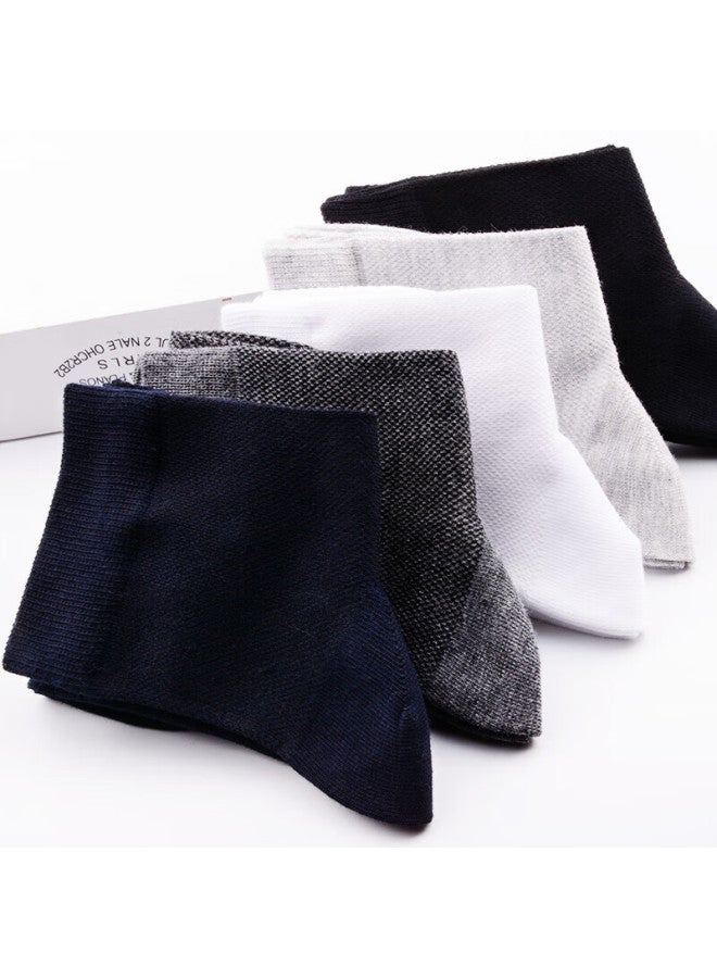 LANG SHA Langsha Men's Cotton Summer Thin Mid-tube Socks Breathable Mesh Sweat-absorbent Casual Cotton Socks 5 Pairs Pack - Image 1