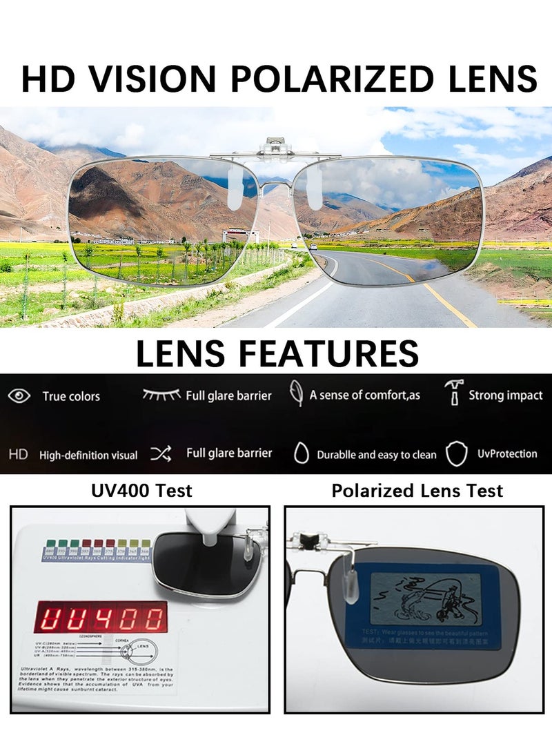 SOLARAE نظارات شمسية مع عدسات قطبية قابلة للتثبيت 3 عبوات للنظارات الطبية للرجال والنساء، حماية من الأشعة فوق البنفسجية للأزياء، القيادة، الصيد، والرياضات الخارجية (أخضر داكن + بني + رمادي) - Image 4
