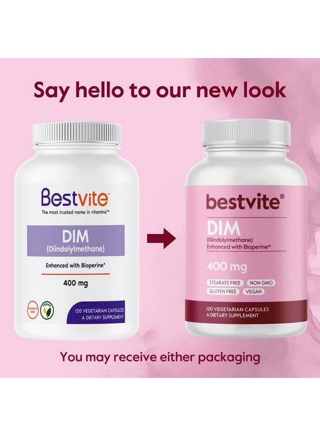 BESTVITE DIM (Diindolylmethane) 400mg with Bioperine (120 Vegetarian Capsules) - No Stearates - No Gelatin - Vegan - Non GMO - Gluten Free - Image 3