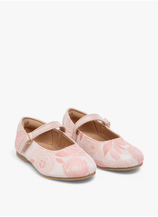JUNIORS Embroidered Ballerina Shoes with Hook and Loop Closure