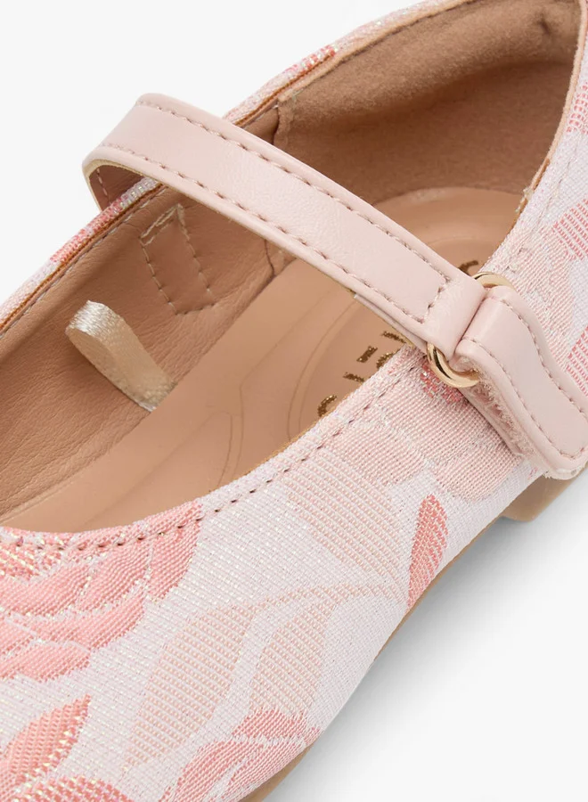 JUNIORS Embroidered Ballerina Shoes with Hook and Loop Closure