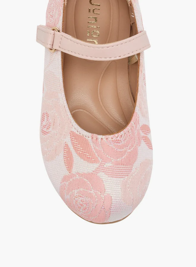 JUNIORS Embroidered Ballerina Shoes with Hook and Loop Closure