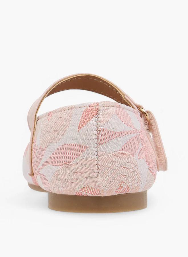 JUNIORS Embroidered Ballerina Shoes with Hook and Loop Closure
