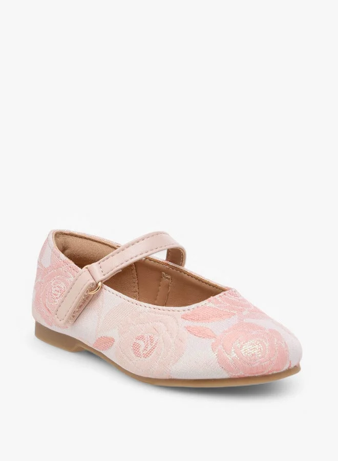 JUNIORS Embroidered Ballerina Shoes with Hook and Loop Closure