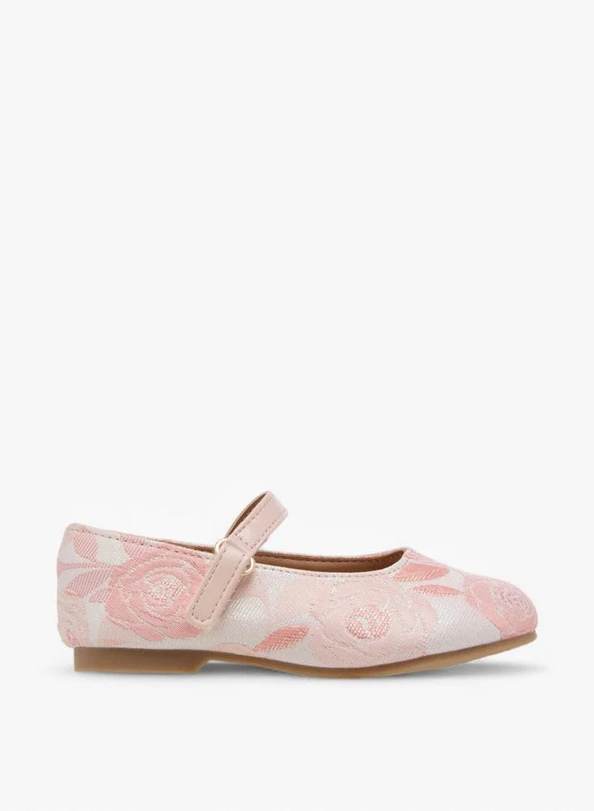 JUNIORS Embroidered Ballerina Shoes with Hook and Loop Closure