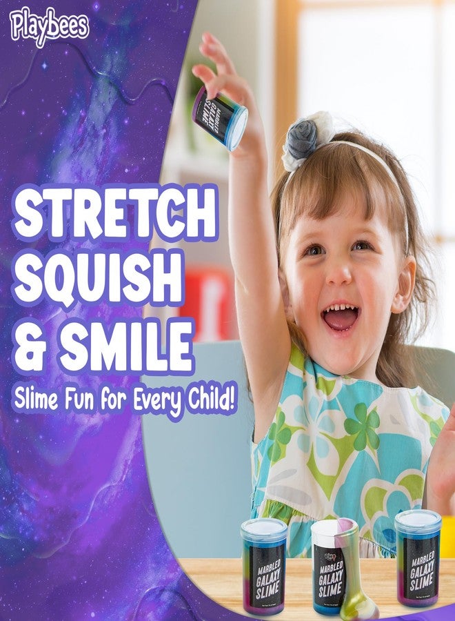 Playbees مجموعة من 6 قطع من سلايم جالاكسي من بلاي بيز، سلايم رخامي لزج على شكل وحيد القرن، هدايا حفلات للبنات والأولاد، لعبة سلايم فائقة النعومة قابلة للتمدد وغير لاصقة، مكافآت الفصل الدراسي، حقيبة هدايا محشوة - Image 3