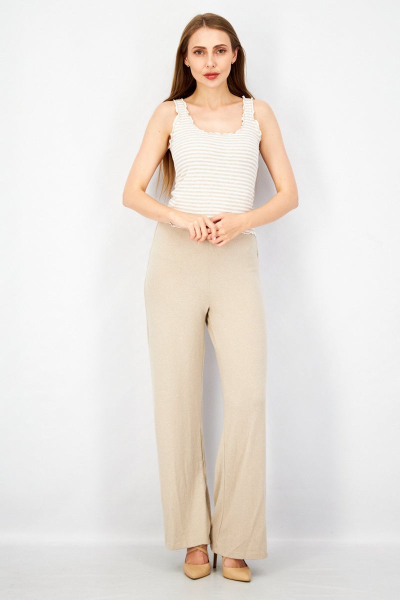 STEVE MADDEN BB Dakota by Steve Madden Women Round Neck Sleeveless Stripe Crop Tank, Ivory - Image 4
