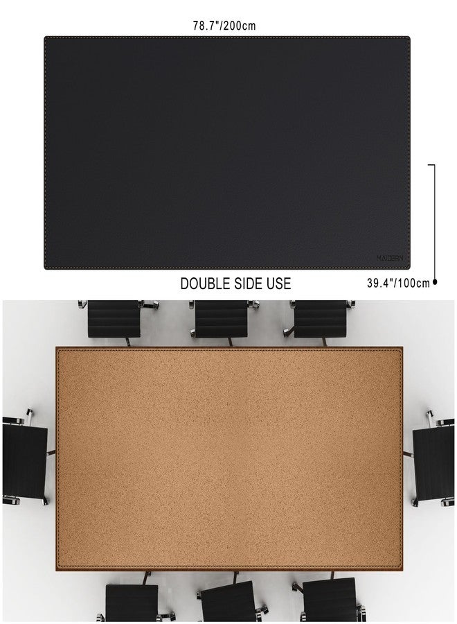 MAIDERN Leather Desk Mat Large XL, 78.7” x 40” Reversible Office Desk Pad Mat, Cork & Leather Large Mouse pad for Desk, Waterproof Computer Desk Mat for Gaming Home Office (Black) - Image 2