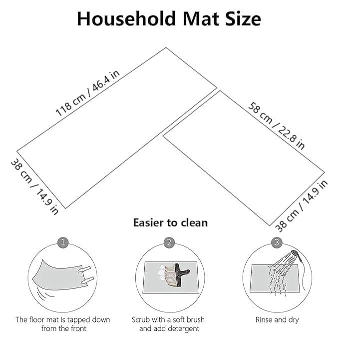 Gvnd 2 Pcs Kitchen Mats, Waterproof Memory Foam Kitchen Rugs, Standing Desk Mat Floor Mats, Comfort Runner Rug Carpets for Kitchen Floor, Sink - Image 2