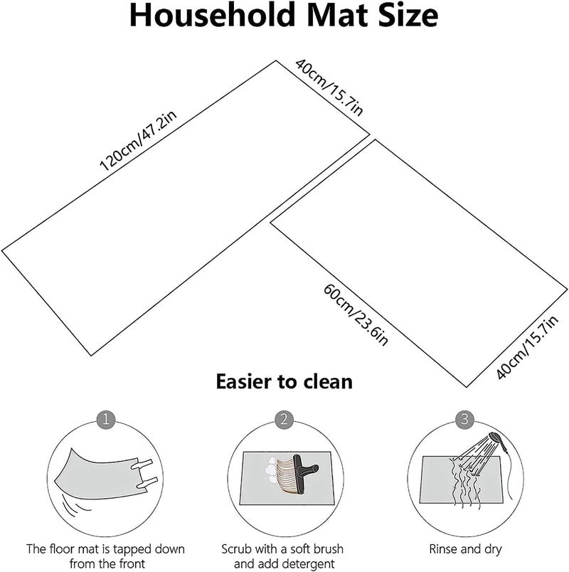 Gvnd 2 Pcs Kitchen Mats, Waterproof Memory Foam Kitchen Rugs, Standing Desk Mat Floor Mats, Comfort Runner Rug Carpets for Kitchen Floor, Sink - Image 4