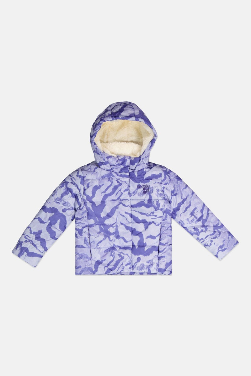 Kensie Girl جاكيت مبطن بتصميم تمويه للفتيات الصغيرات، لافندر - Image 1