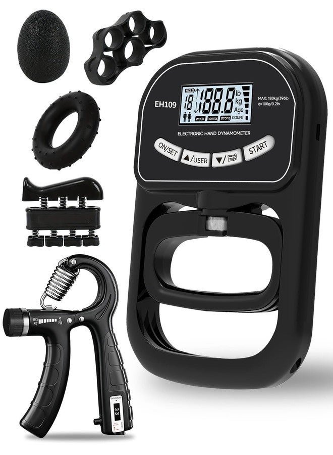 Saicefe Grip Strength Tester Trainer Electronic Hand Dynamometer of 396lbs/180kg & Grip strengthener with Adjustable Resistance for Sports Home Gym with Digital Display Precision Training for Rehab Fitness - Image 1