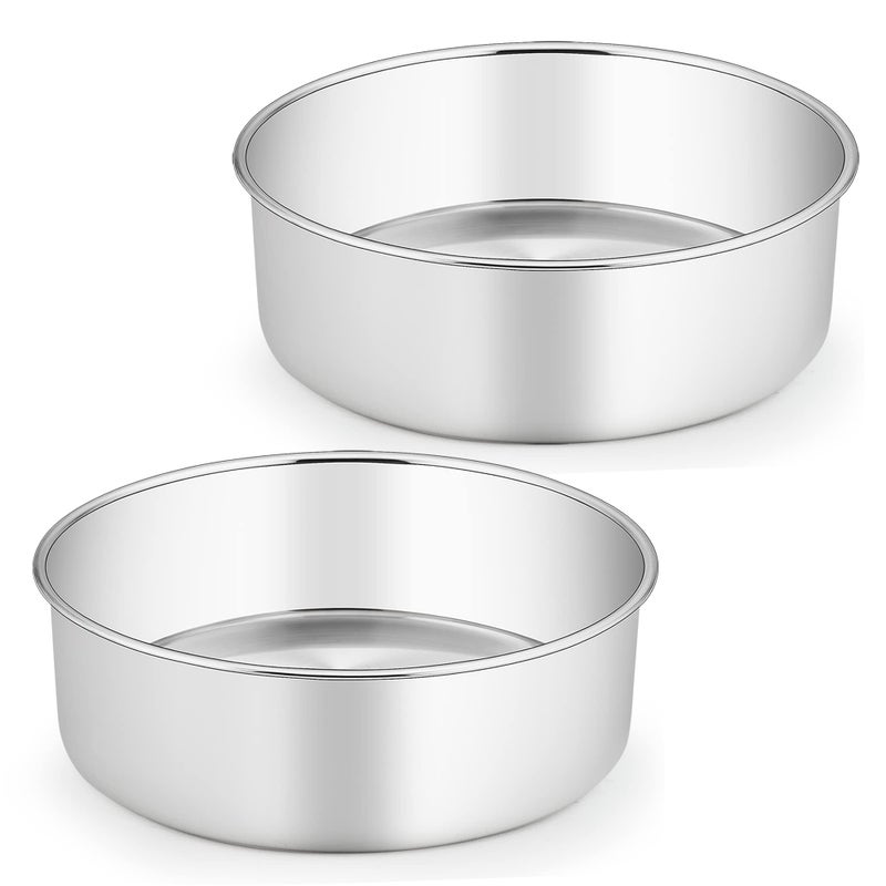 TeamFar TeamFar Cake Pans 2 PCS Stainless Steel Round 3 Inch Deep Baking Cake Pans for Wedding Birthday Party NonToxic  Heavy Duty Deep Wall  Straight Side Dishwasher Safe