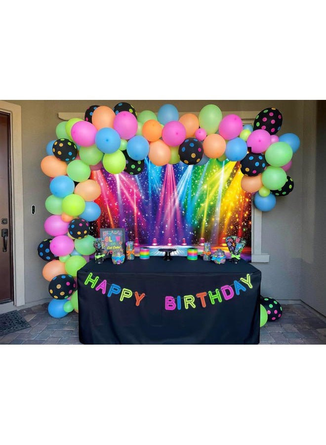 CINRAY Disco Rainbow Stage Photography Backdrop 7x5FT Colorful Glitter Vintage Lights Disco 70s 80s 90s Background Rock Music Club Neon Glow Party Decorations Supplies Photo Props - Image 3