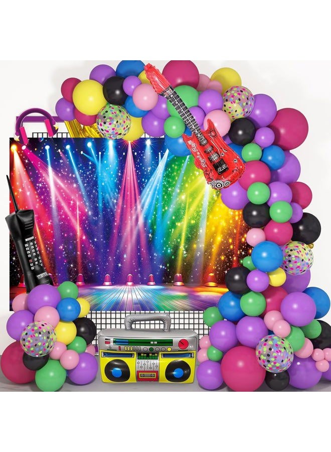 CINRAY Disco Rainbow Stage Photography Backdrop 7x5FT Colorful Glitter Vintage Lights Disco 70s 80s 90s Background Rock Music Club Neon Glow Party Decorations Supplies Photo Props - Image 5