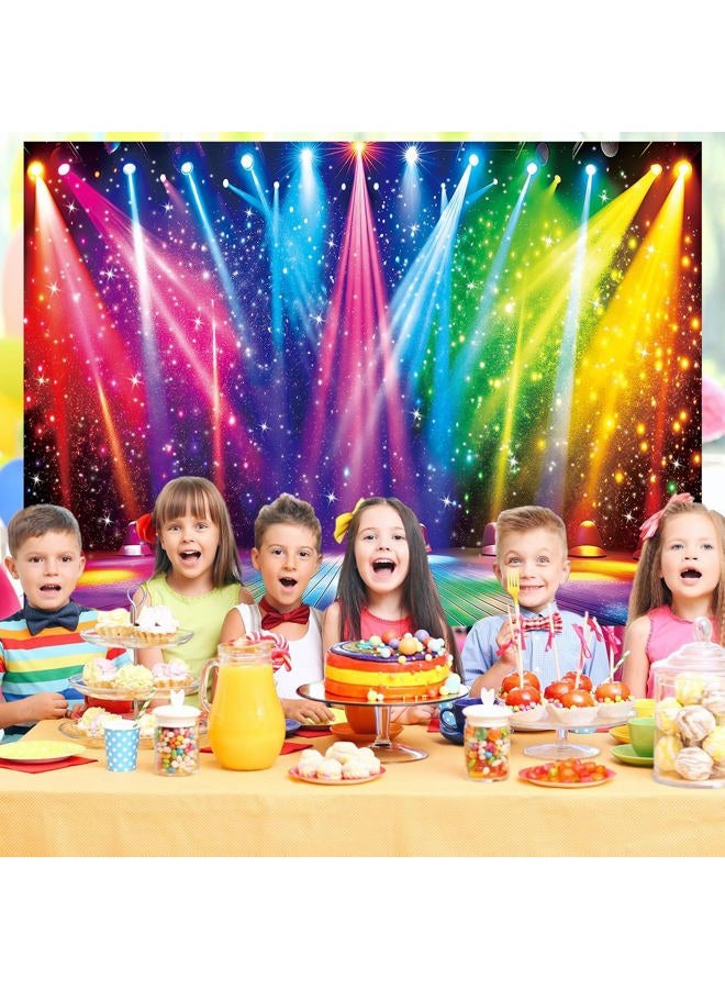 CINRAY Disco Rainbow Stage Photography Backdrop 7x5FT Colorful Glitter Vintage Lights Disco 70s 80s 90s Background Rock Music Club Neon Glow Party Decorations Supplies Photo Props - Image 4