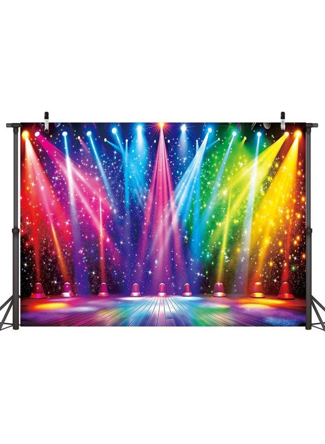 CINRAY Disco Rainbow Stage Photography Backdrop 7x5FT Colorful Glitter Vintage Lights Disco 70s 80s 90s Background Rock Music Club Neon Glow Party Decorations Supplies Photo Props - Image 2