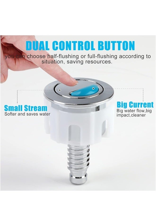 ULTECHNOVO Dual Flush Toilet Button – 114mm Long Rods, 38mm Thread Diameter, Silver Plastic Kit For Cistern Lid