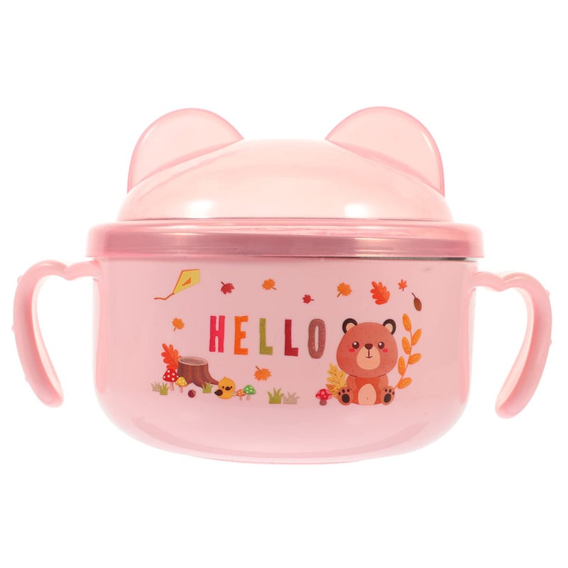 Stainless Steel Kids Bowl with Lid Anti Scald Soup Cereal Dish for Home Outdoor Use - Image 2