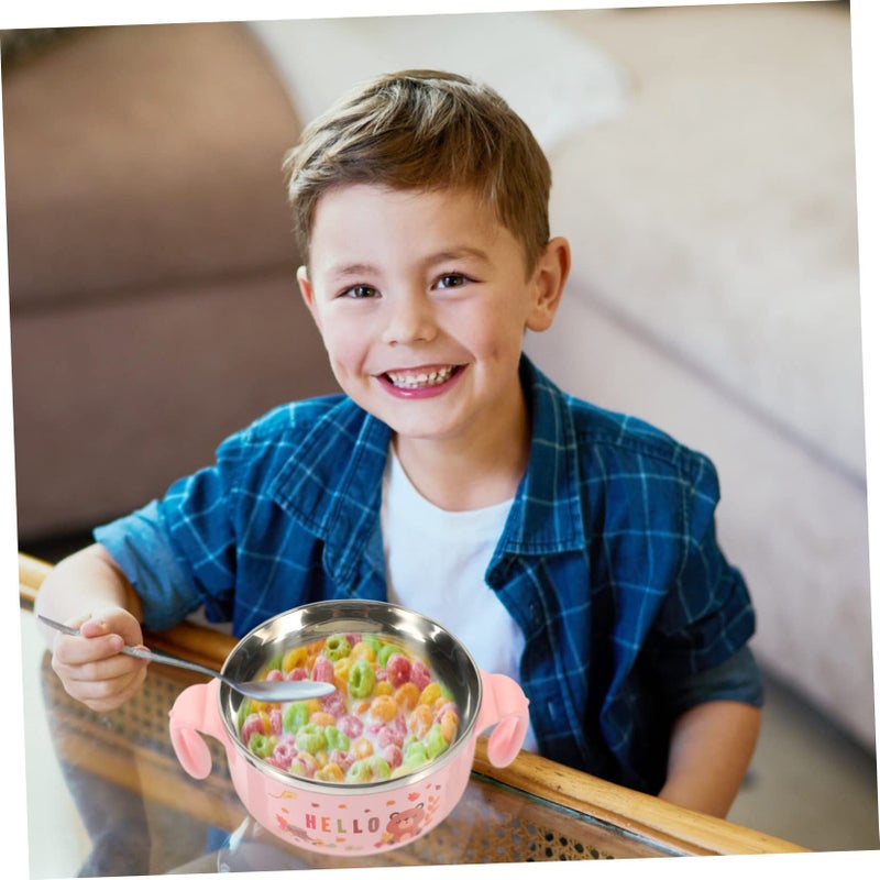 Stainless Steel Kids Bowl with Lid Anti Scald Soup Cereal Dish for Home Outdoor Use - Image 4