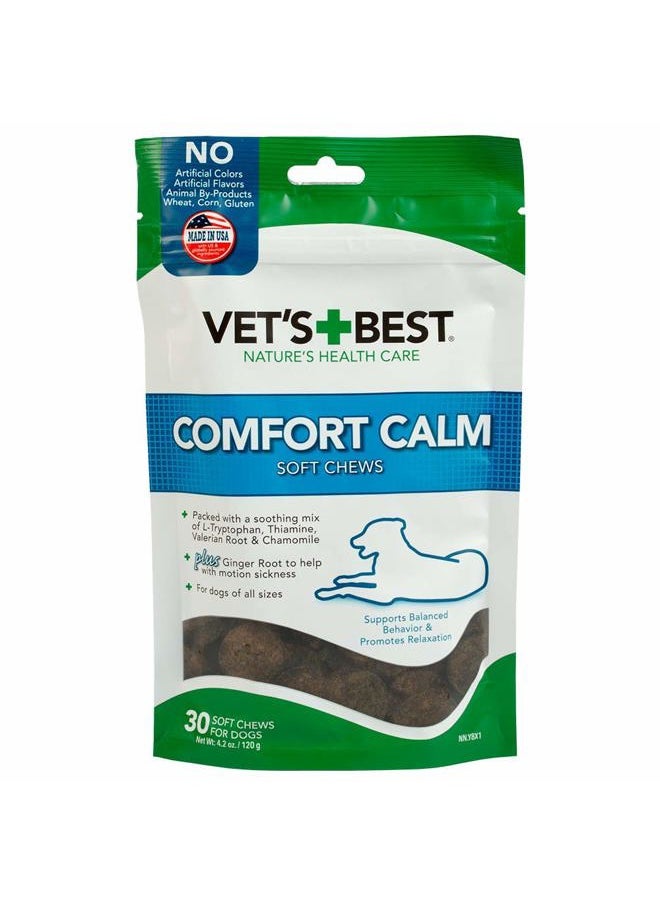 Vet's Best Comfort Calm Calming Soft Chews Dog Supplements | Dog Calming Aid Supports Dog Balances Behavior | Promotes Relaxation | 30 Day Supply  - Image 1