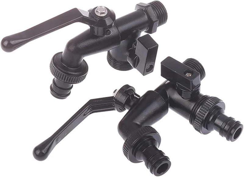 صنبور حديقة خارجي أسود مضاد للتجمد بمخرج مزدوج لغسالة الملابس 1 2 بوصة صنبور خرطوم - Image 1