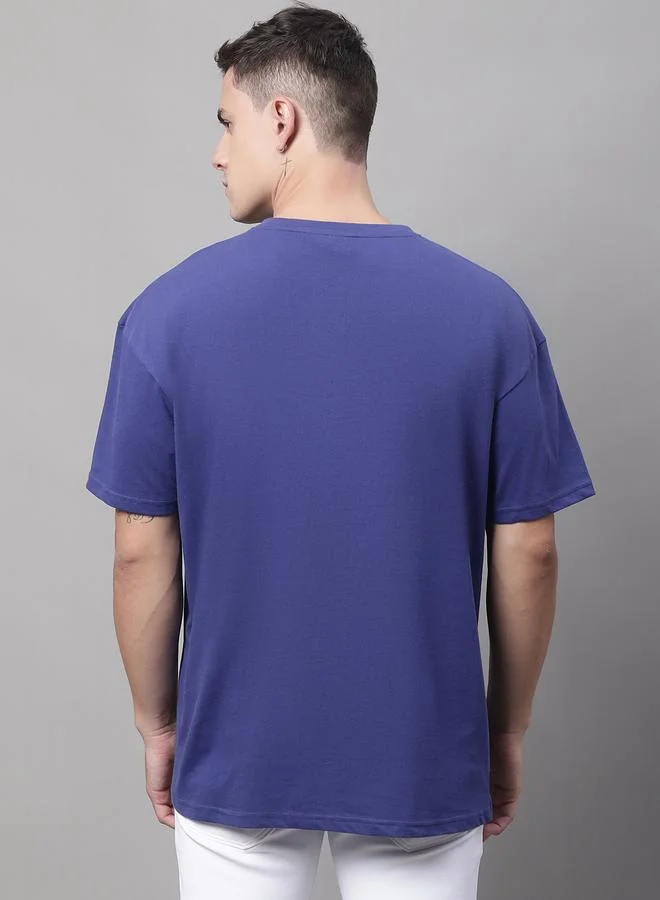 Take Two Men Navy Blue Graphic Print Oversized T-Shirt